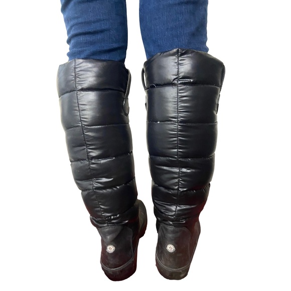 MONCLER Nimble Puffer Down Wedge Knee High Black Boots Snow Women’s Size 40/US 9 - Picture 5 of 16